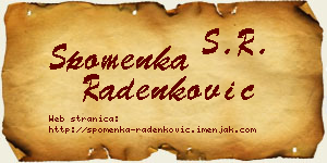 Spomenka Radenković vizit kartica